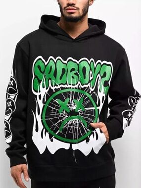 Junior H Sad Boyz Merch Sad Boyz Web Black Hoodie